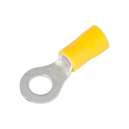 Gardner Bender Ring Terminal, 1/4 in Stud Size, 10 AWG, Vinyl Insulated, Yellow, Crimp Termination Only 15-107